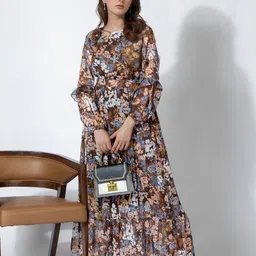 all about you Floral Print Boat Neck Fit & Flare Maxi Dress-image-61