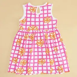 Pantaloons Junior Fuchsia Pink & White Cotton Floral Print Dress image 3