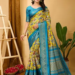HERE&NOW Floral Zari Silk Cotton Banarasi Saree-picture-13