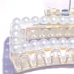 LEKZOW Women Set of 2 Pearls Studded Claw Clip image 2