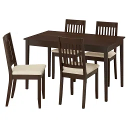 ikea näsinge / näsinge Table and 4 chairs, dark brown stained beech veneer/dark brown stained Kilanda light beige, 130x80 cm-picture-17