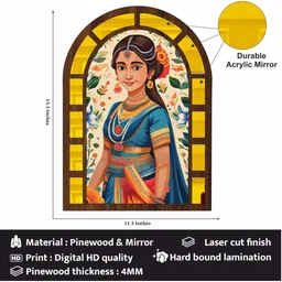 Iya creations 2Pcs Brown & Blue Textured Wooden & Acrylic Mirror Jharokas Wall Decors image 4