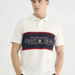GANT Men Colourblocked Polo Collar Cotton T-shirt-picture-30