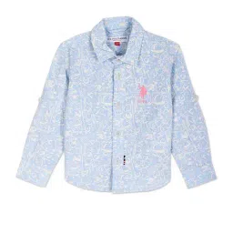 U.S. Polo Assn. Kids Blue Cotton Printed Full Sleeves Shirt-picture-25