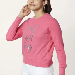 People by Pantaloons Pink Printed Sweatshirt image 3