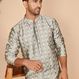 anouk mirage Anouk Rustic Men Floral Embroidered Kurta with Pyjama image 5