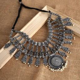 Teejh Ethnic Sonam Silver Oxidized Necklaces for Women-picture-12