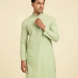 Diwas by Manyavar Mandarin Collar Thread Work Pure Cotton Straight Kurta image 5