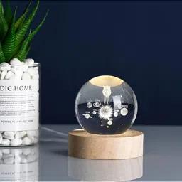 EarthCraft White Crystal Ball Space & Astronaut Glass Table Lamp with Adjustable Cord image 4