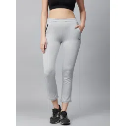 Alcis Women Light Grey Solid Cropped Track Pant image 1