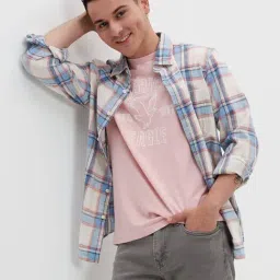 American Eagle Outfitters Beige Cotton Regular Fit Checks Shirt-picture-35