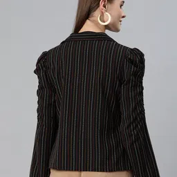 Cottinfab Striped Open Front Jacket with Embroidered Detail image 2