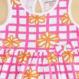 Pantaloons Junior Fuchsia Pink & White Cotton Floral Print Dress image 4