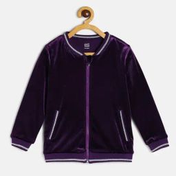 MINIKLUB Kids Purple Solid Full Sleeves Jacket-picture-39