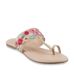 Metro Women's Beige Toe Ring Sandals-picture-21
