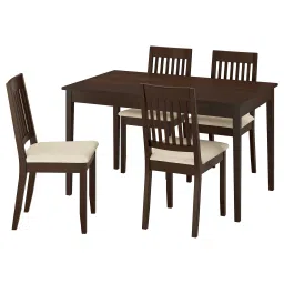 näsinge / näsinge Table and 4 chairs, dark brown stained beech veneer/dark brown stained Kilanda light beige, 130/190x80 cm-image-5