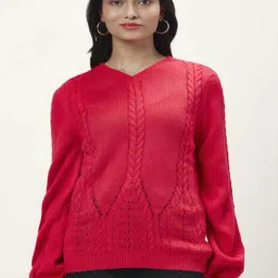 Honey by Pantaloons Pink Self Pattern Sweater-image-60