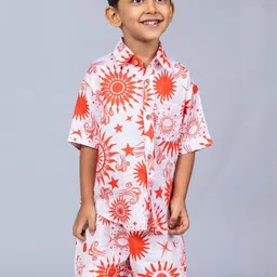 Tura Turi Boys Printed Pure Cotton Shirt with Shorts-image-1
