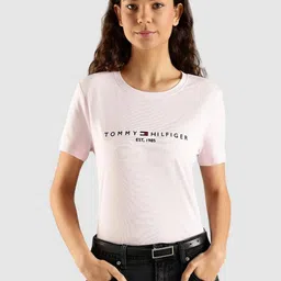 Tommy Hilfiger Brand Logo Printed Regular Fit Cotton T-Shirt-image-89