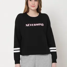 Vero Moda Black Cotton Graphic Print Sweatshirt-image-40