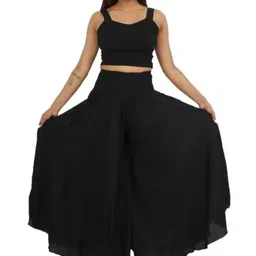small try Wide Leg Palazzo Pants for Women, Rayon Cotton Flared Dance Trousers, Elastic Waist, Women Full Flared Butterfly Palazzo (Free Size) image 3