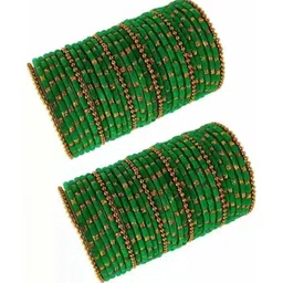 Qufrozy Set Of 40 Green Glass Artificial Stones Bangle image 2