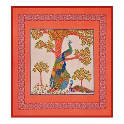 HOMELINE Red & Peach-Coloured Printed Cotton144 TC King Bedsheet Set 2.286 mx 2.62 m image 3