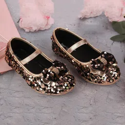 Boyz n Galz Sequenced Bow Applique Detailed Ballerinas - Rose Gold-picture-12