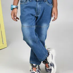 YOUMAA 100% Elastane Woven Mild Washed Stretchable Jeans - Light Blue-picture-20