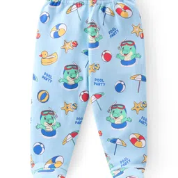 Babyhug 100% Cotton Knit Footed Bootie Leggings Stripes & Dino Print Pack of 3- Multicolour image 2