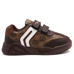 asian Floral Designed Velcro Closure Sneakers - Brown image 3