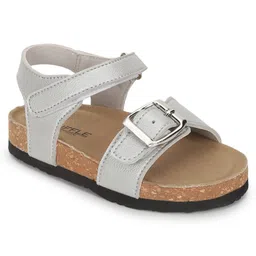 TRUFFLE COLLECTION Colour Blocked Double Velcro Closure Sandals - Silver image 3