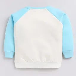 CUTOPIES Fleece Knit Full Sleeves Keep Real Text Printed Pre Winter Sweatshirt - Ocean Blue image 3