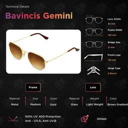 BAVINCIS Unisex Fashion with Polarised and UV Protected Lens Sunglasses image 3