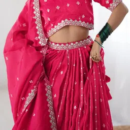 SWEETPEL Embellished Sequinned Semi-Stitched Lehenga & Unstitched Blouse & Dupatta image 4