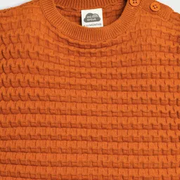 Mi Arcus 100% Cotton Knit Sleeveless Self Designed Sweater - Orange image 4