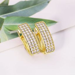 Peora Gold Plated Cubic Zirconia Studded Contemporary Hoop Earrings-picture-22