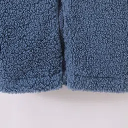 Kookie Kids Full Raglan Sleeves Solid Color Hooded Fur Jacket with Elephant Applique - Navy Blue image 4