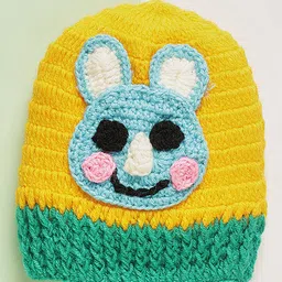 mayra knits MayRa Knit Hand Knitted Pack Of 2 Floral & Animal Applique Detailed Crochet Caps - Brown & Orange - Circumference 32 Cm image 4