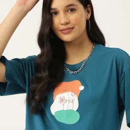 DressBerry Printed Pure Cotton Oversized Longline T-shirt-picture-15