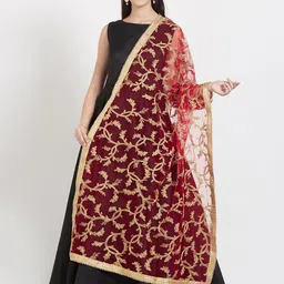 Dupatta Bazaar Red & Gold-Toned Embroidered Dupatta-picture-31