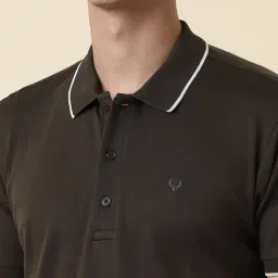 Allen Solly Brown Cotton Regular Fit Polo T-Shirt image 4