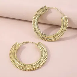 OOMPH Golden Tone Big Statement Party Fashion Full Hoop Earrings for Women-image-19