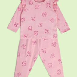MINIKLUB Kids Pink Graphic Print Full Sleeves Top with Pants-picture-29