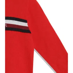 Tommy Hilfiger Kids Red Self Design Full Sleeves Sweater image 4