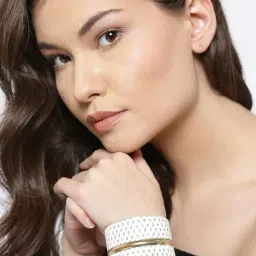 YouBella Gold-Toned White Stone-Studded Cuff Bracelet-picture-13