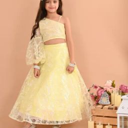LilPicks Kids Yellow Embellished Full Sleeves Lehenga with Choli-picture-34