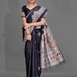 Saree Mall Black Printed Saree With Unstitched Blouse-picture-17