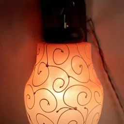 1ST TIME Orange & Orange Printed Wood Traditional Frustum Shaped Wall Lamp-picture-13
