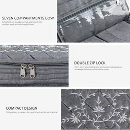 Kuber Industries Grey & Yellow 2 Pieces Self Design Jewellery Organisers image 4